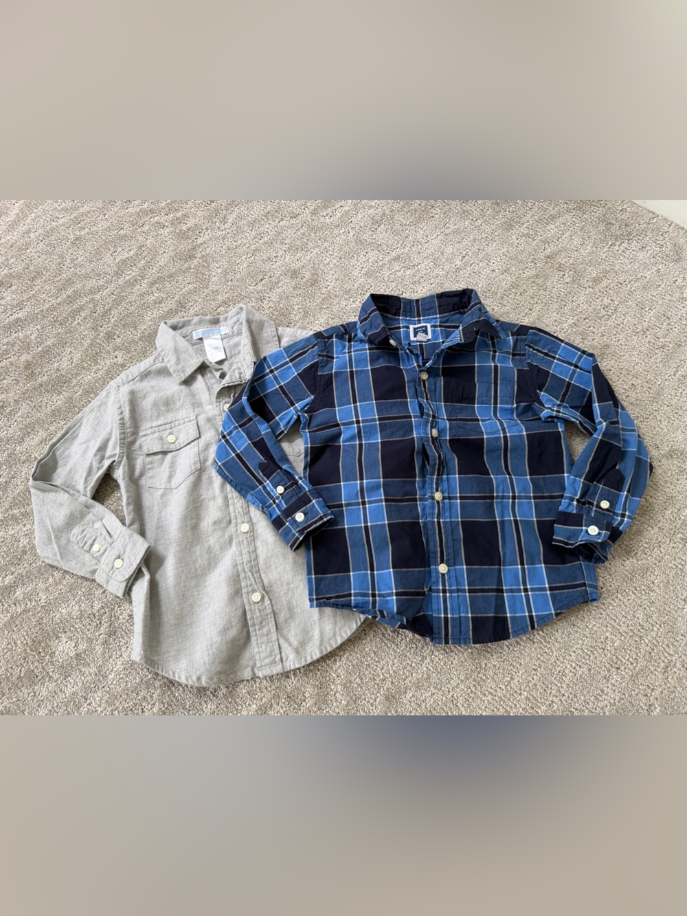 Janie and Jack Set of 2 Boys Multicolor Plaid Button Downs Size 3 Cotton Flannel